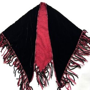 Velveteen Cottagecore Shawl Wrap Scarf Fringe Purple Red Made in Italy Francesca